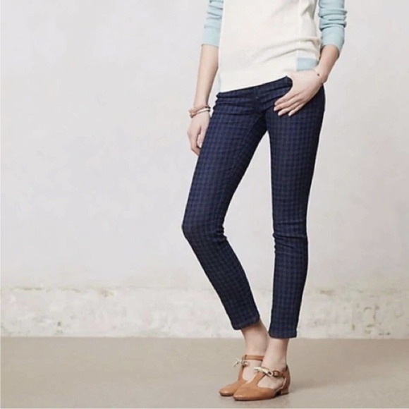 Anthropologie Pilcro And The Letterpress Hounds Tooth Skinny Jeans Size 31 - Picture 1 of 11